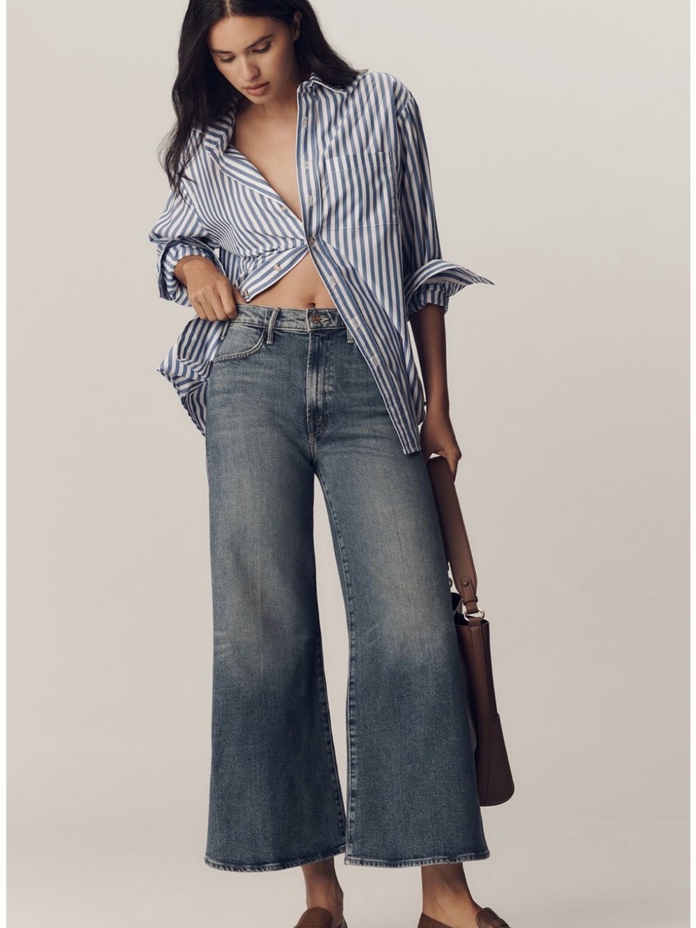 MOTHER The Hustler Roller Ankle High Rise Wide Leg Jeans- 25P